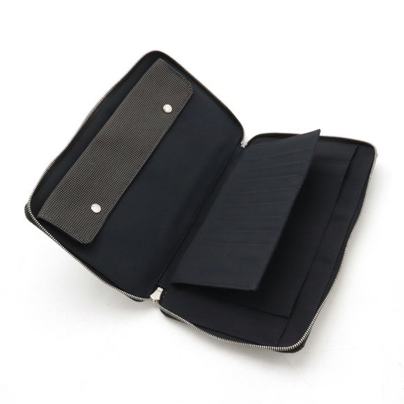 HERMES Hermes Air Line Purse GM Round Long Wallet Passport Case Canvas Grey - Picture 6 of 7